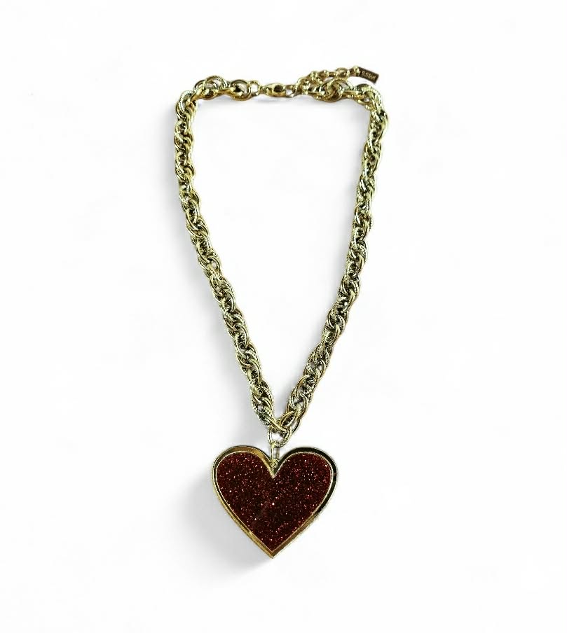 Ensemble collier et boucle d'oreille coeur profond