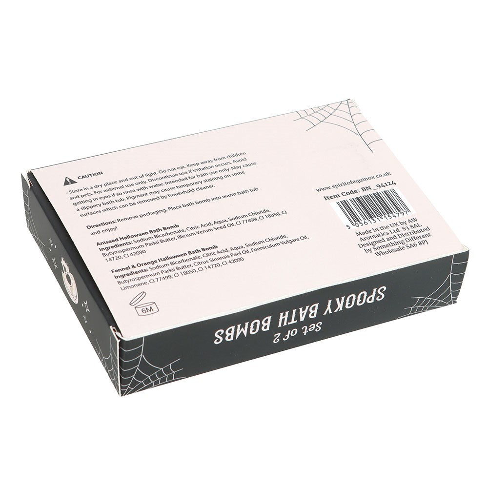 Ensemble de 2 boules de bain tombe et tête de mort effrayantes anisées, fenouil et orange