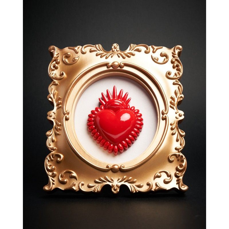 Cadre doré Coeur ex voto en Polyrésine style baroque