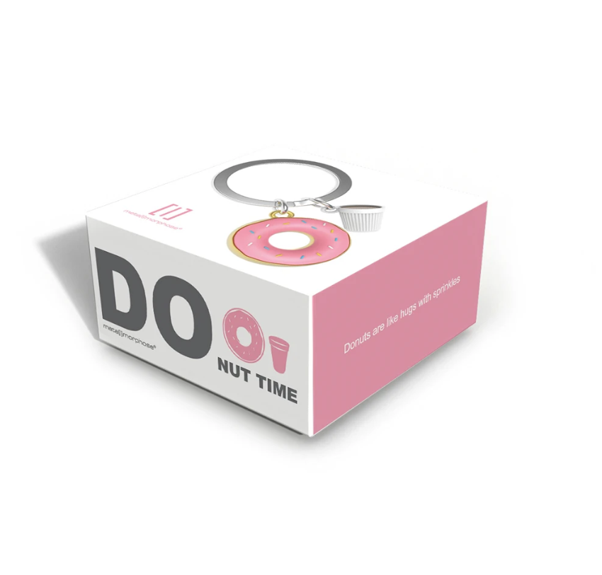 Porte clé metalmorphose fun donut gourmand rose 3D en métal massif kawaii
