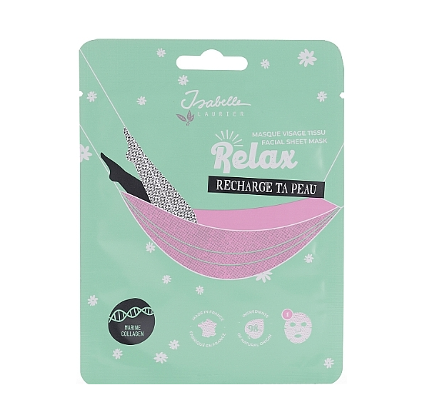 Masque tissu pour visage " relax ta peau " Relax – Collagen - Isabelle Laurier