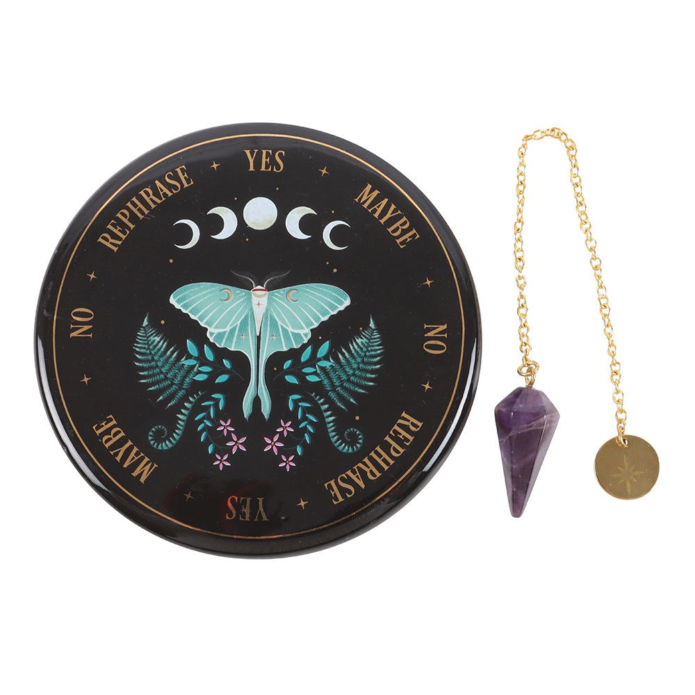 Kit de divination pendule Luna Moth avec papillon - witchy