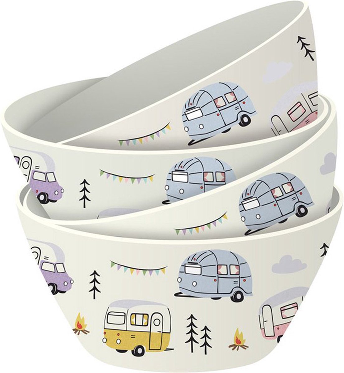 Ensemble 4 Bols en Plastique Recyclés Rpet Wildwood Caravan - Caravane
