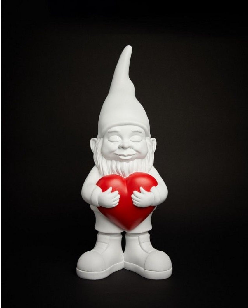 Figurine nain de jardin love blanc et rouge de 29 cm