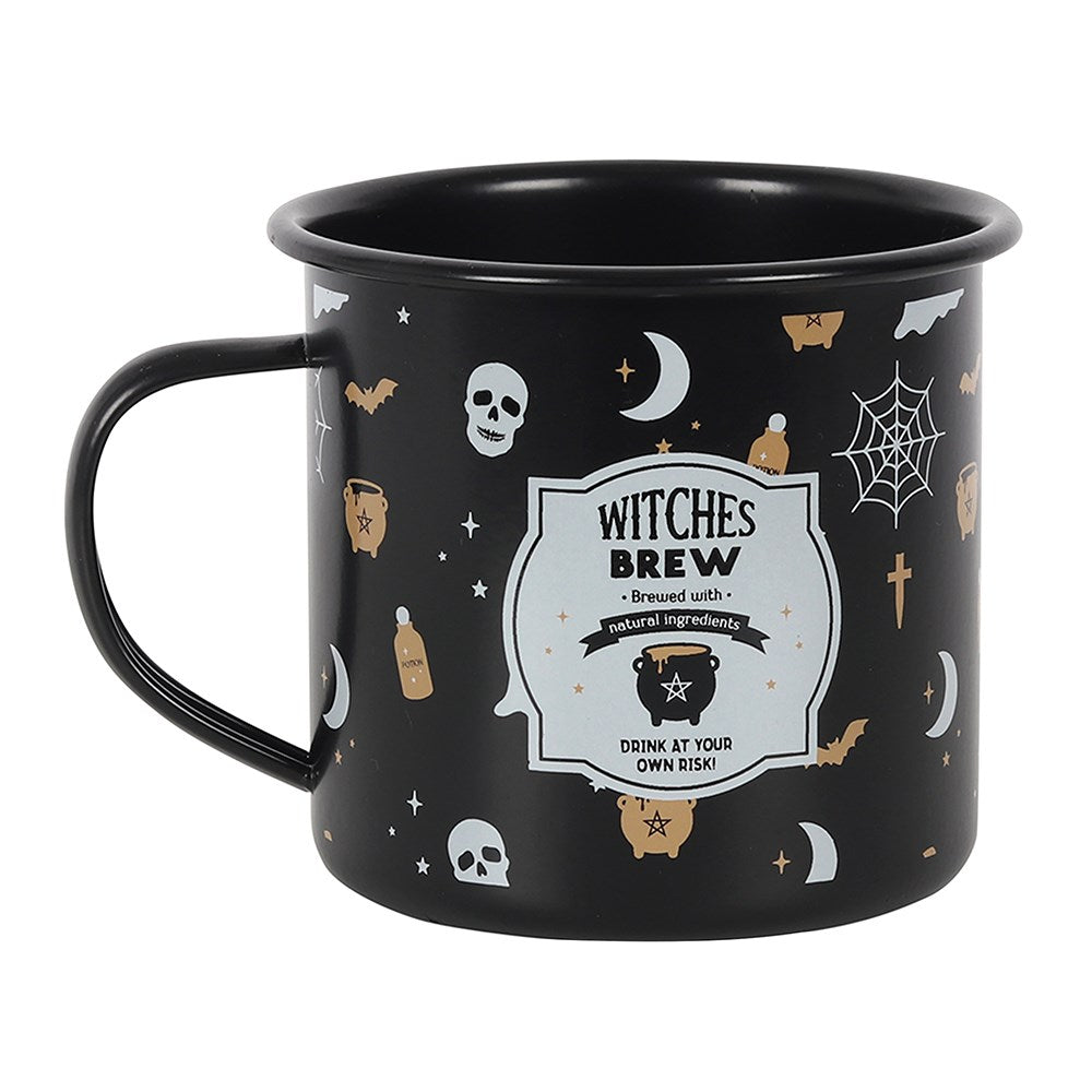 Tasse / mug en émail " Witches Brew " gothique sorcière fantôme