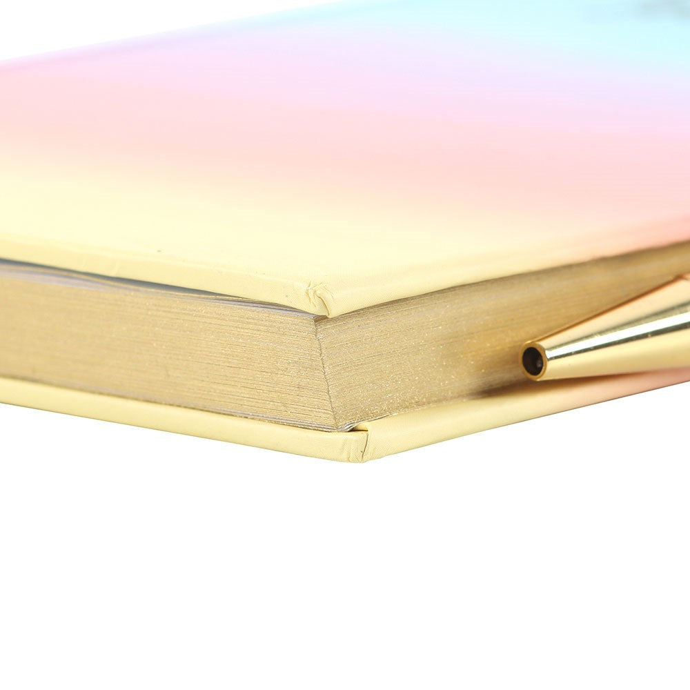 Carnet journal de gratitude multicolore avec stylo en améthyste
