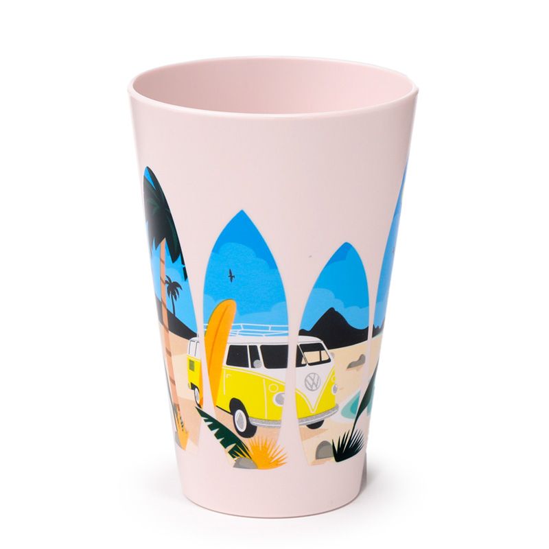 Ensemble de 4 Gobelets de Pique-nique en Plastique Recyclé Volkswagen verre - Combi VW T1 The Waves are Calling