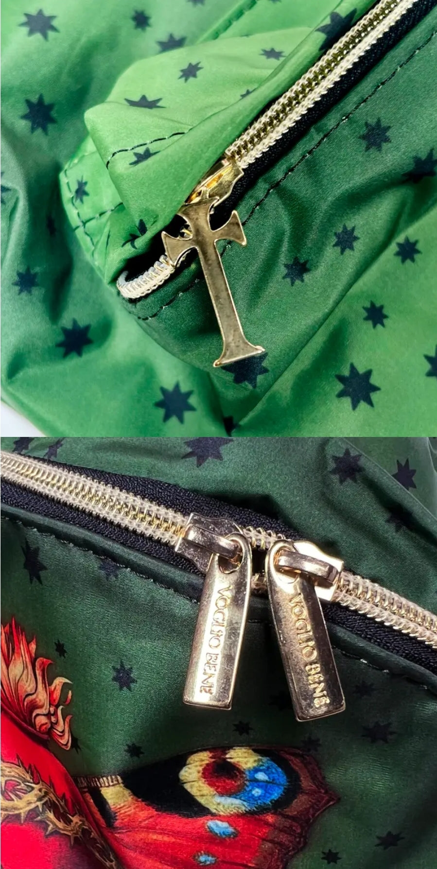 Sac a dos vert papillon sacré Voglio Bene old school