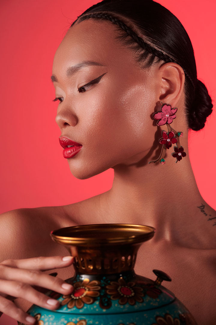 Boucle d'oreille fleur de cerisier japonaise