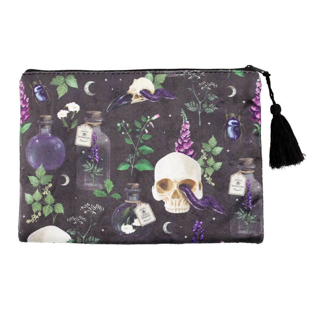 Trousse style velour skull serpent fiole sorcière lune