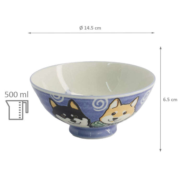 Bol Kawaii chien Shiba bleu