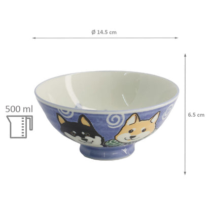 Bol Kawaii chien Shiba bleu