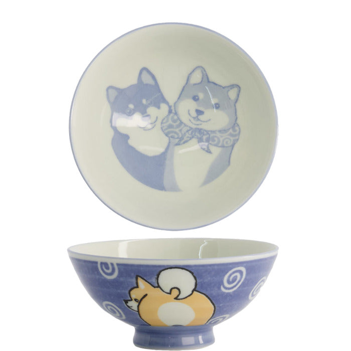 Bol Kawaii chien Shiba bleu