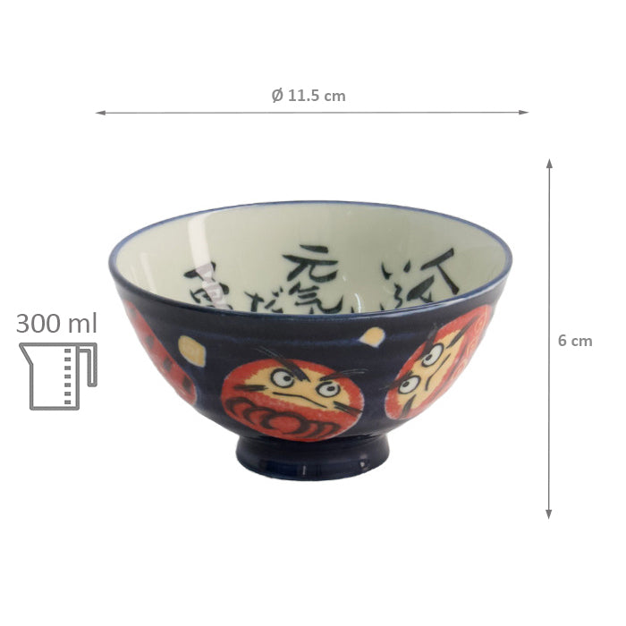 Bol bleu foncé Kawaii Daruma