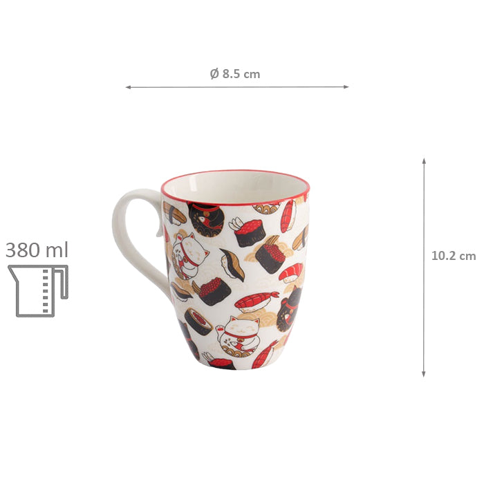 Mug  / tasse chat chanceux et sushi japon