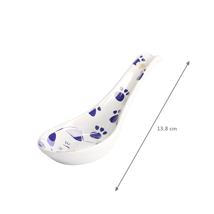 Cuillère a ramen maneko chat bleu kawaii