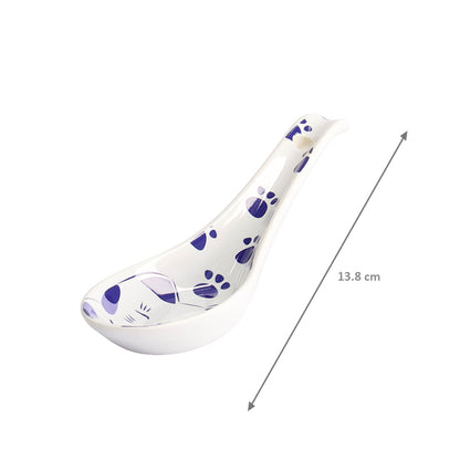 Cuillère a ramen maneko chat bleu kawaii