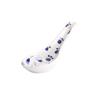 Cuillère a ramen maneko chat bleu kawaii