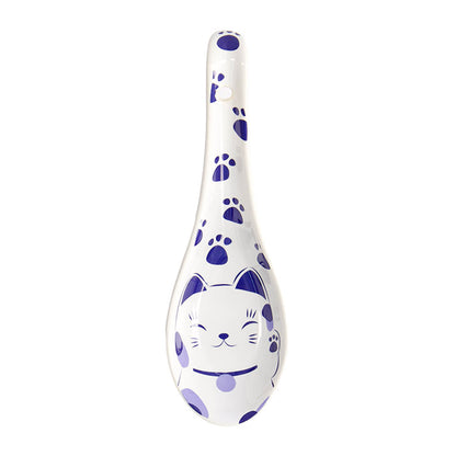 Cuillère a ramen maneko chat bleu kawaii