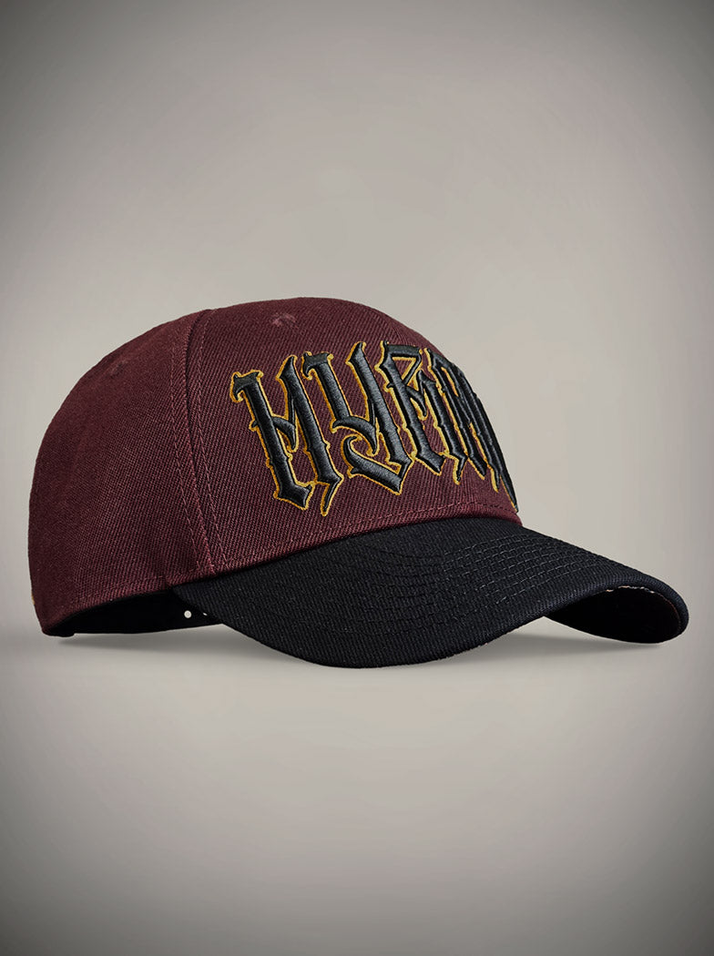Casquette oni skull squelette démoniaque rouge bordeaux et noir