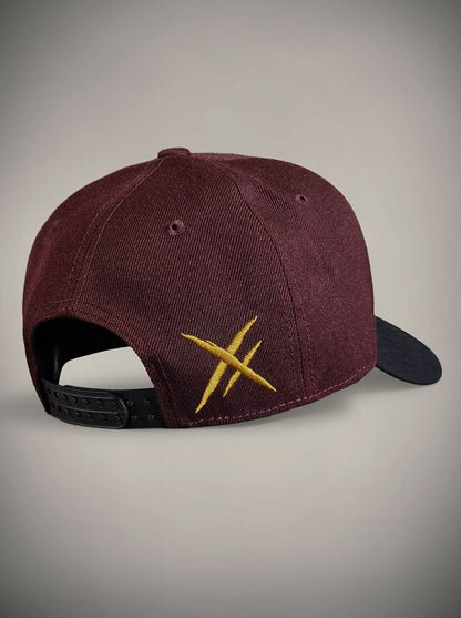 Casquette oni skull squelette démoniaque rouge bordeaux et noir