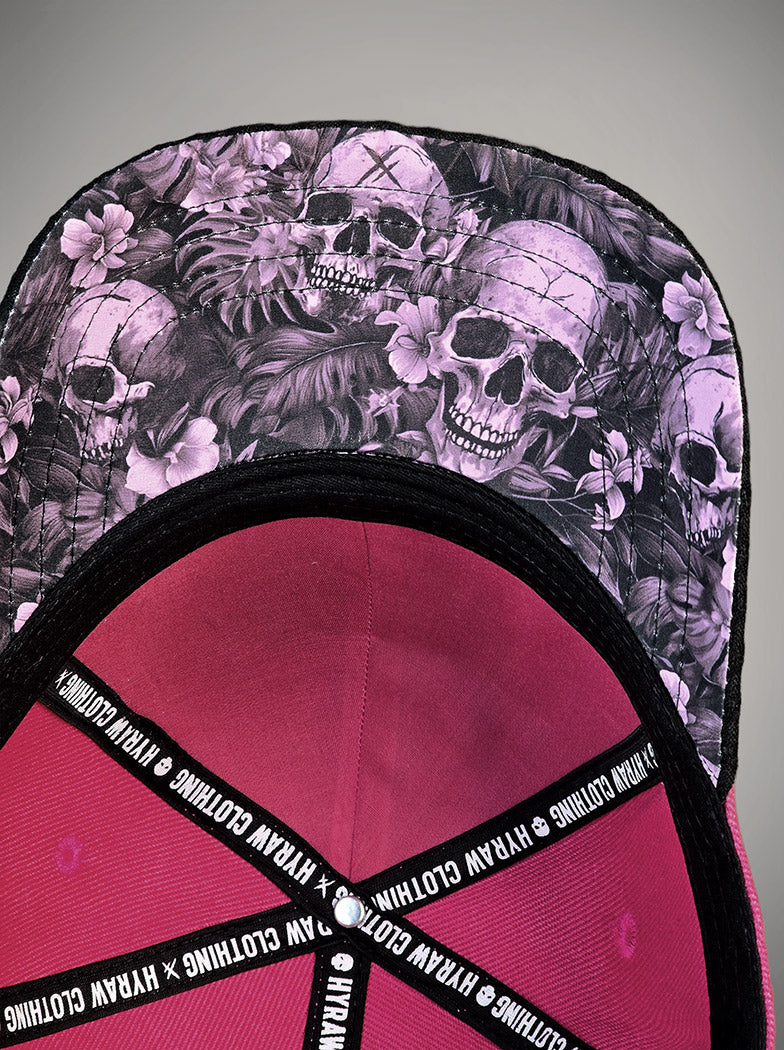 Casquette pink lagoon tête de mort rose