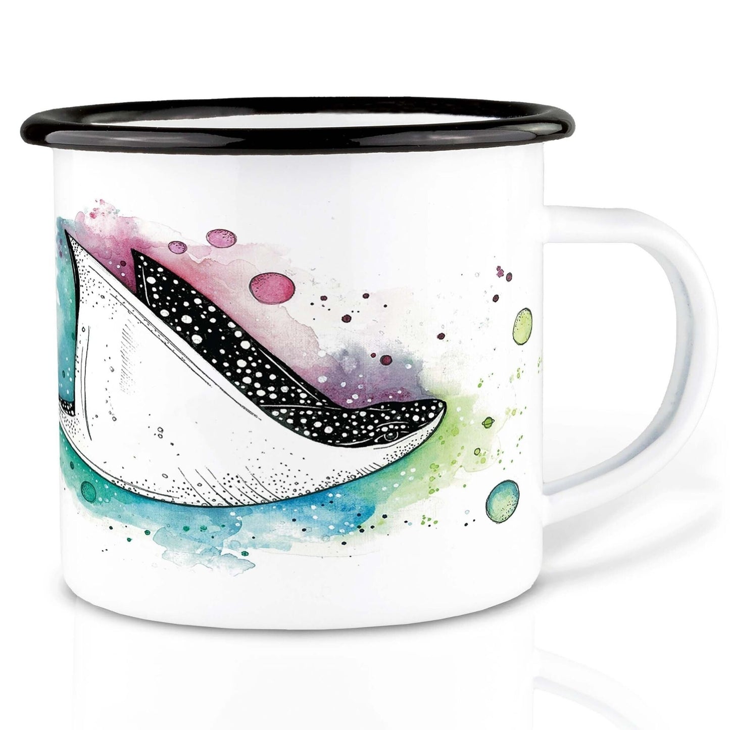 Mug émaillé -une  raye coloré - 300ml