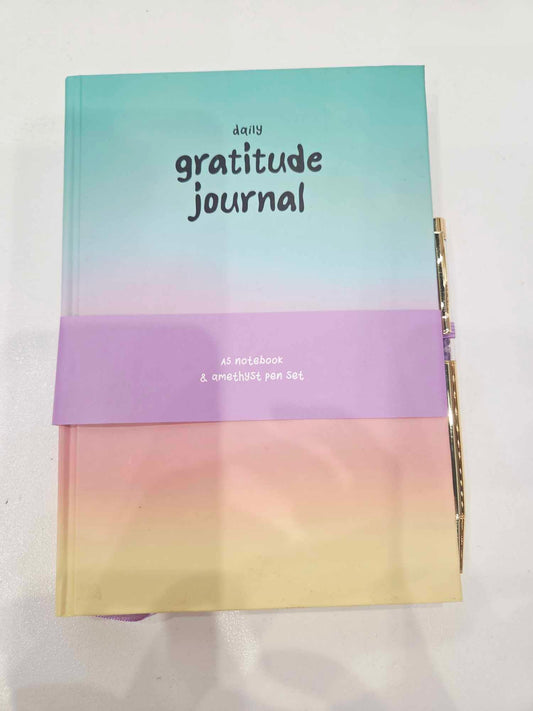 Défaut Carnet journal de gratitude multicolore avec stylo en améthyste