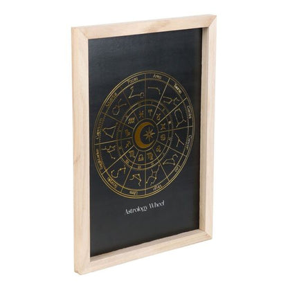 Tableau encadré roue d'astrologie noire