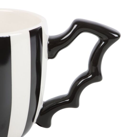 Mug / tasse a rayre et anse aille de chauve souris style tim burton