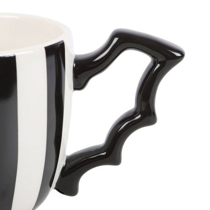 Mug / tasse a rayre et anse aille de chauve souris style tim burton