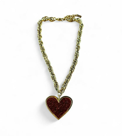 Ensemble collier et boucle d'oreille coeur profond