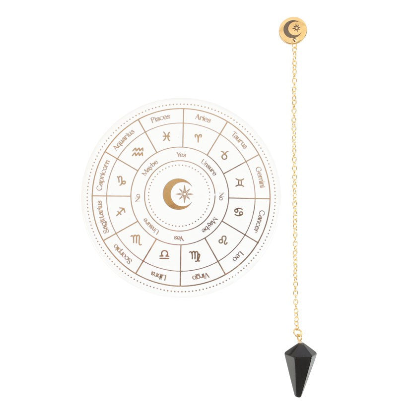 Kit de divination avec pendule de la roue d'astrologie avec lune