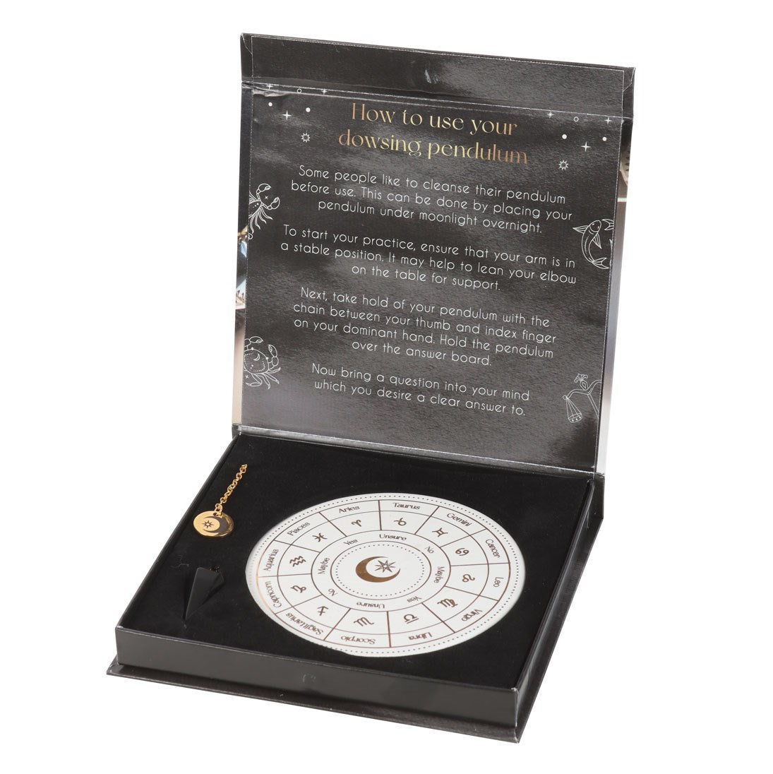 Kit de divination avec pendule de la roue d'astrologie avec lune