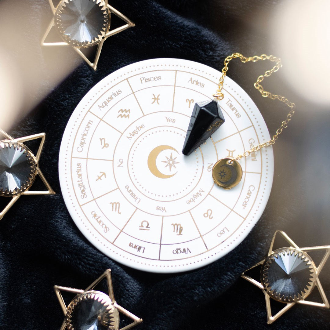 Kit de divination avec pendule de la roue d'astrologie avec lune