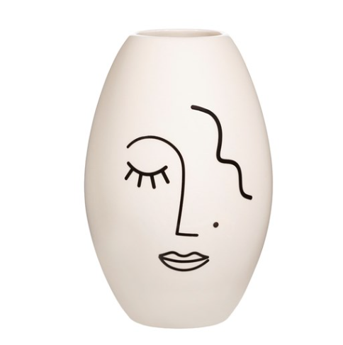 Abstract Face White Large Vase