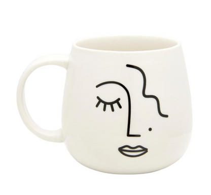 Tasse / mug blanche visage abstrait