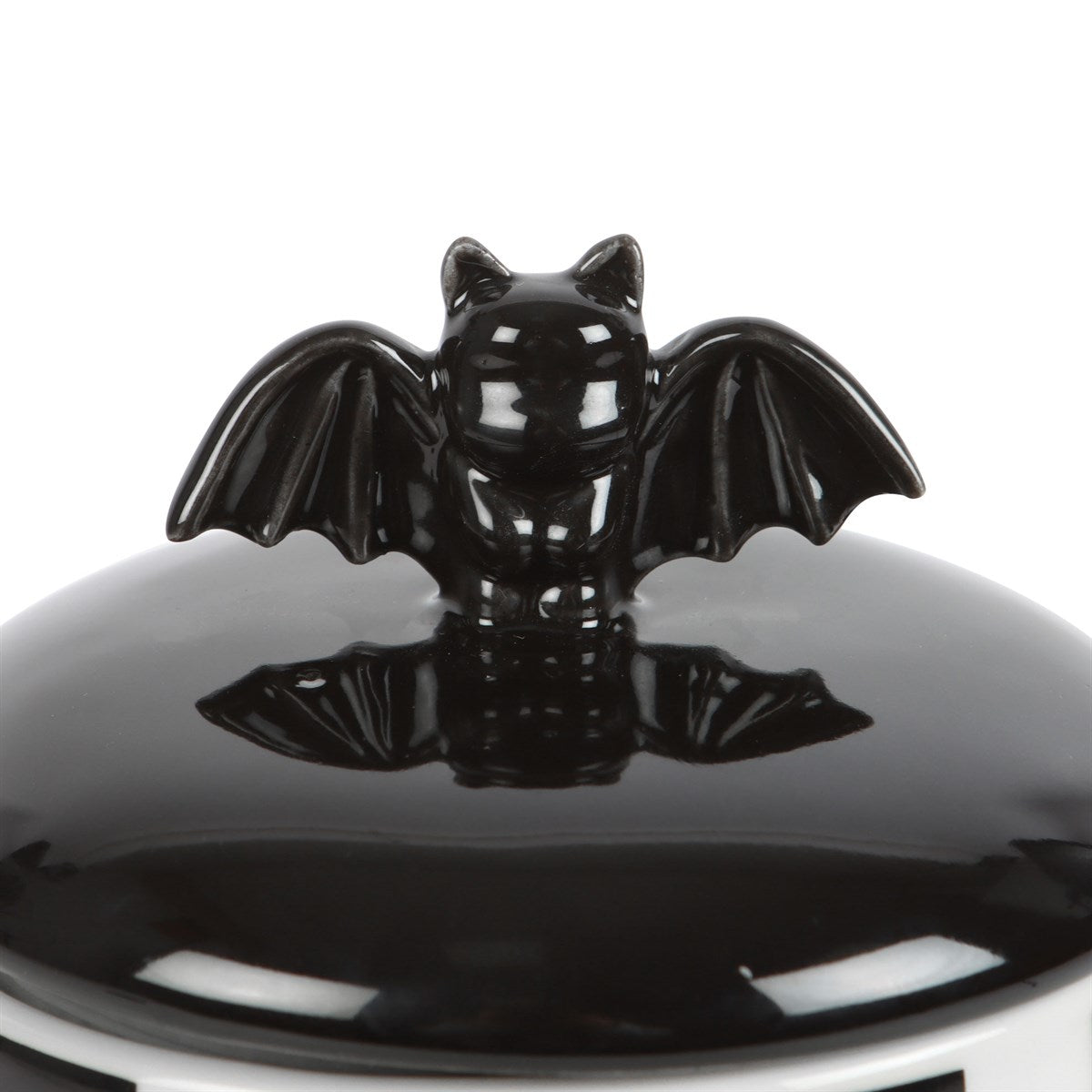 Pot a biscuit ou trésor a rayure noir et blanc gothic avec chauve souris