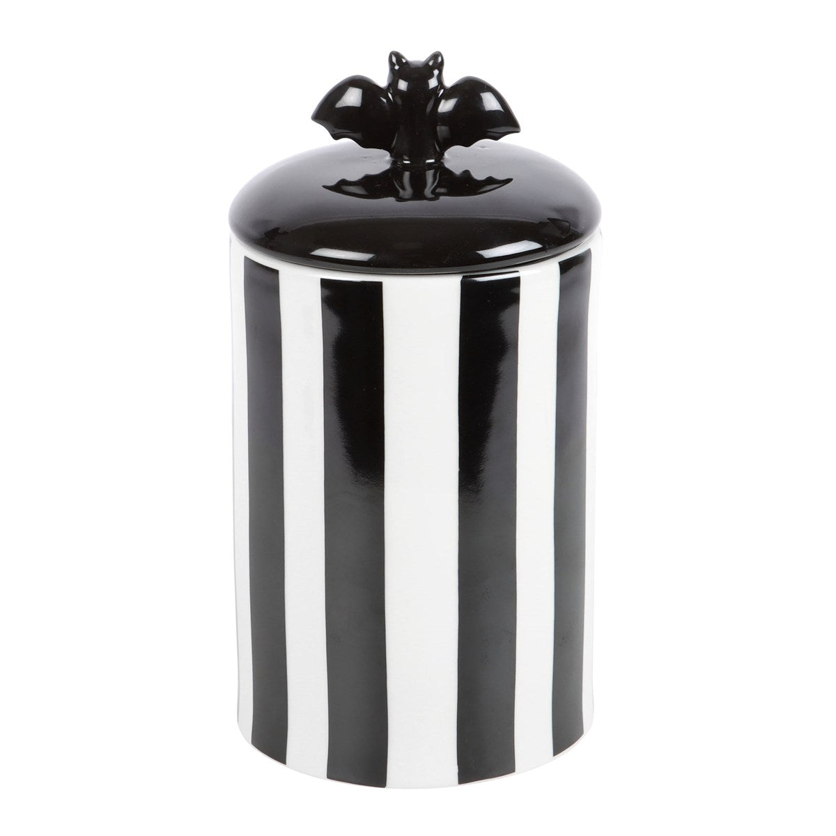 Pot a biscuit ou trésor a rayure noir et blanc gothic avec chauve souris