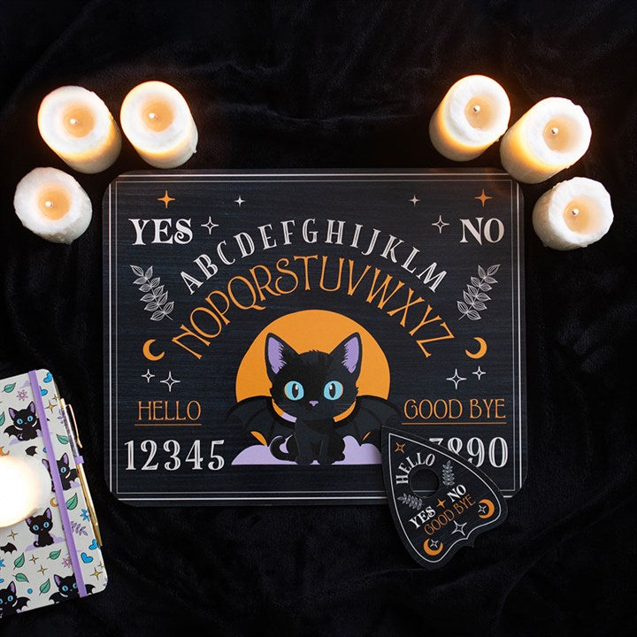 Planche de ouija avec chat chauve souris witchy gothic