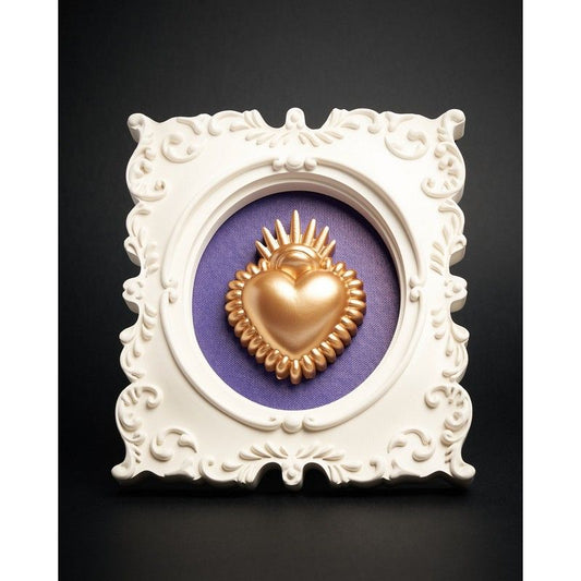 Cadre blanc Coeur ex voto en Polyrésine style baroque