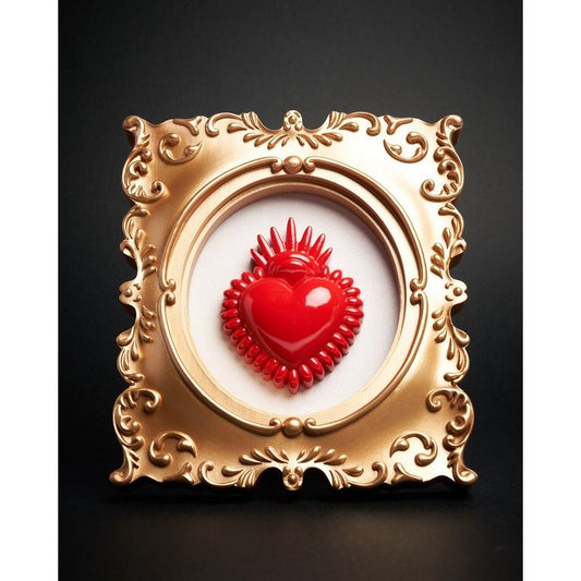 Cadre doré Coeur ex voto en Polyrésine style baroque