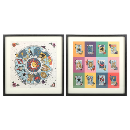 Cadre du zodiaque et carte de tarot coloré
