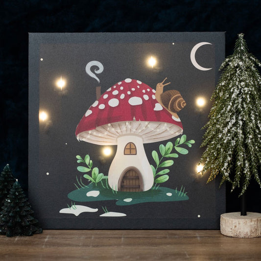 Cadre toile lumineuse Champignon et escargot