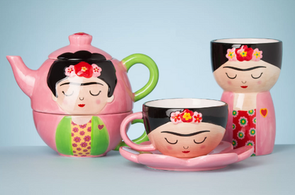 Ensemble tasse et soucoupe Frida Kahlo fleur