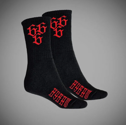 Chaussette Hyraw 666 noir et rouge