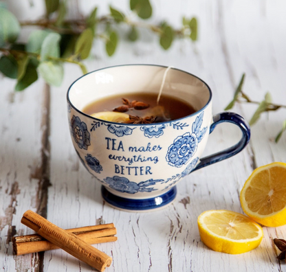 Tasse / mug à fleur bleu tea 400 ml