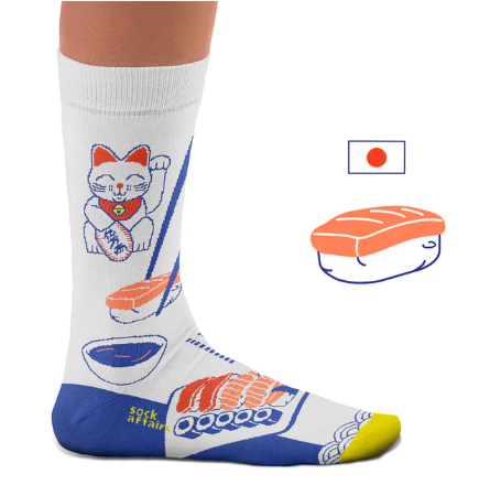 Chaussettes sushi chat chanceux japonais