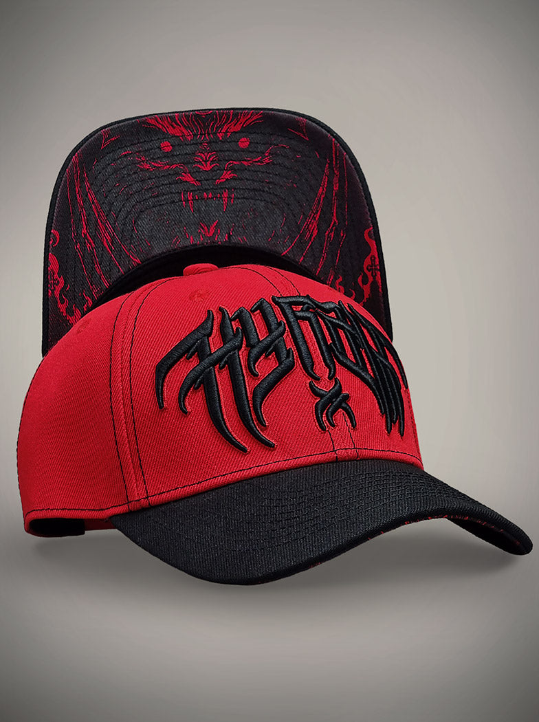 Casquette HELLBAT rouge et noir chauve souris démoniaque