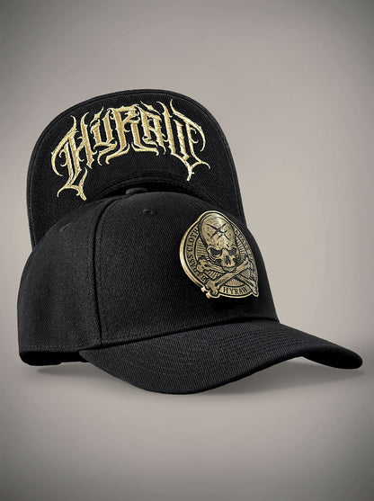 Casquette Hyraw skull raw noir et doré